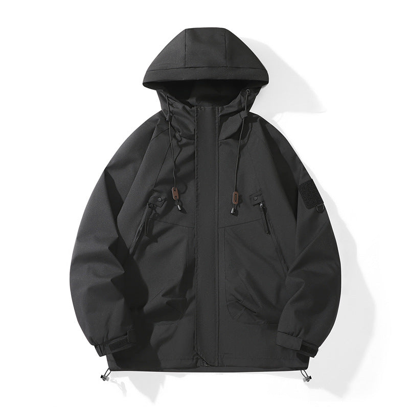 Herren Wetterfeste Funktionsjacke mit verstellbarer Kapuze und zahlreichen Taschen Echoarchiv