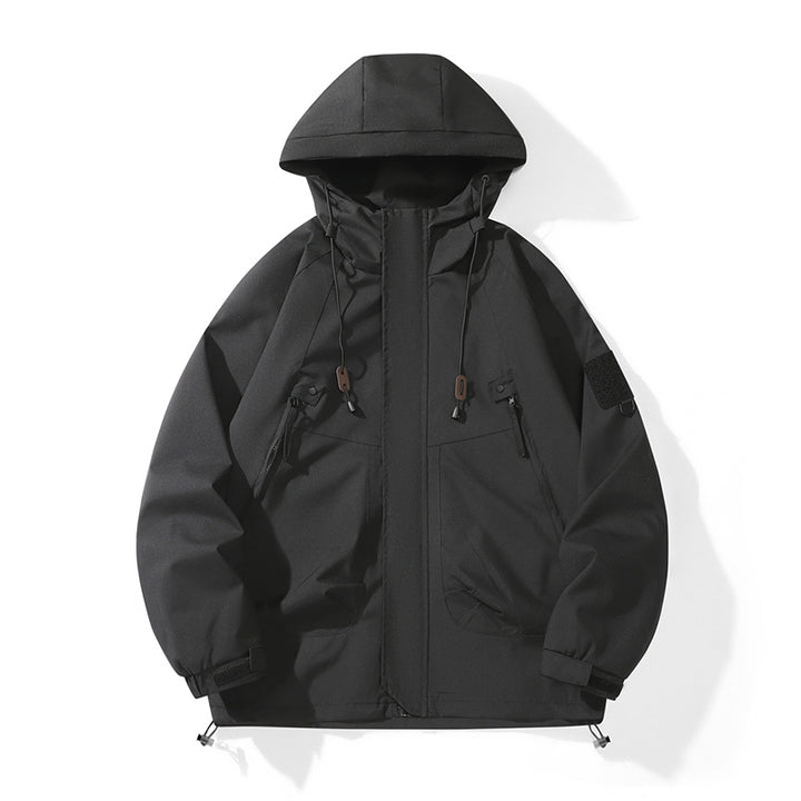 Herren Wetterfeste Funktionsjacke mit verstellbarer Kapuze und zahlreichen Taschen Echoarchiv