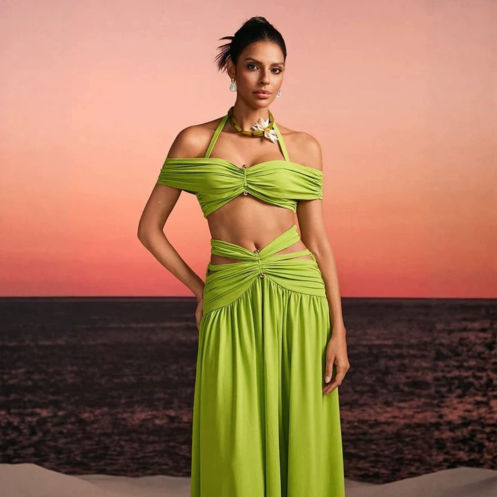 Damen Maxi-Kleid mit raffiniertem Cut-Out und dekorativem Drapierung Echo Archiv