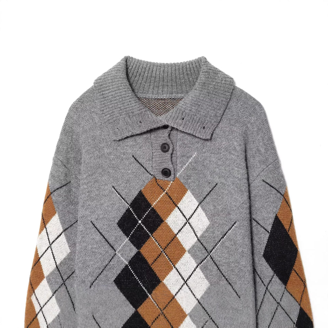 Damen Oversized Strickpullover mit Rautenmuster und Rollkragen Echoarchiv