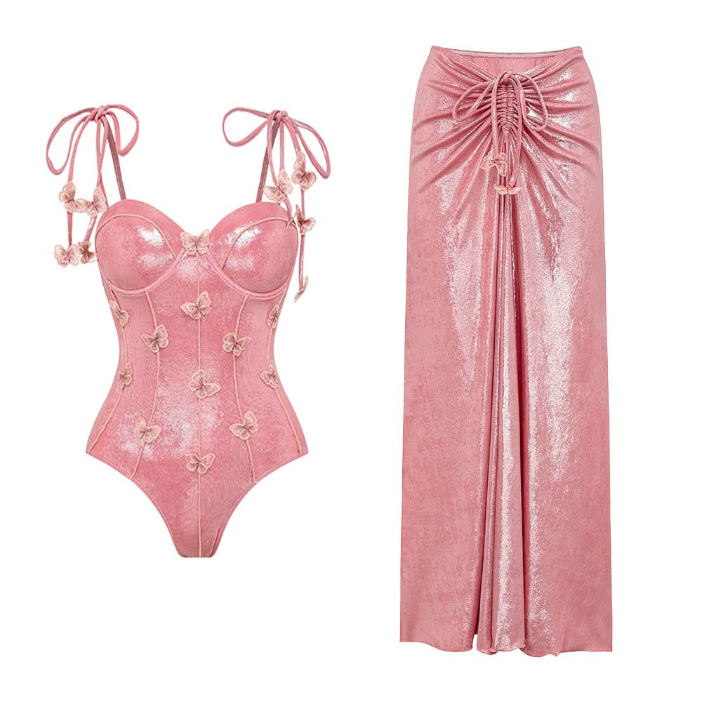 Damen Badeanzug mit off-shoulder Design und elegantem Rock Echo Archiv