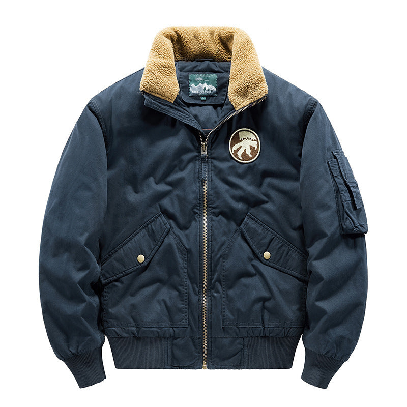 Herren Vintage-Canvas Pilotenjacke mit Teddykragen und wattierter Steppinnenlage Echo Archiv