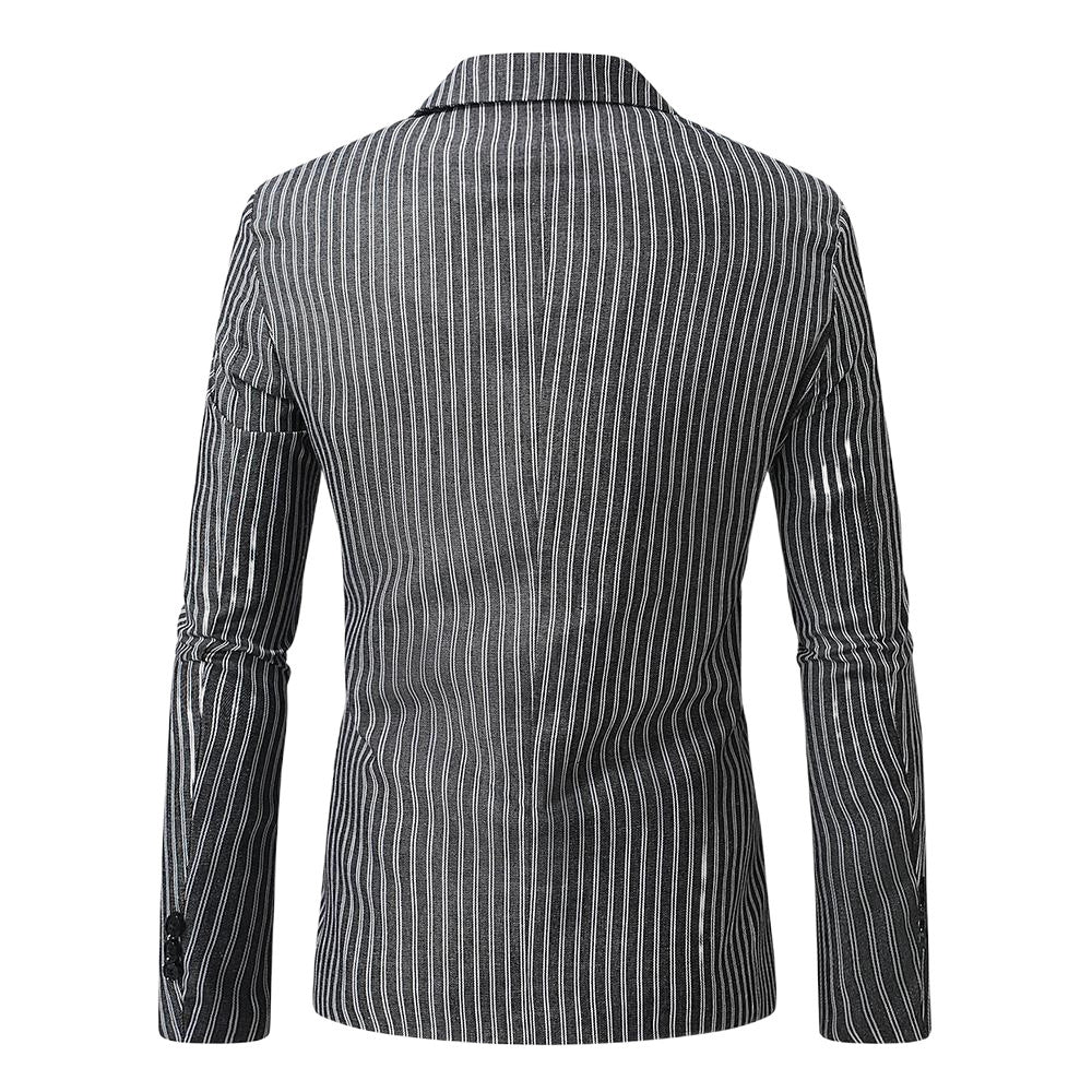 Herren nan gestreiftes Slim-Fit Sakko mit schmalem Revers und Single-Button Echo Archiv