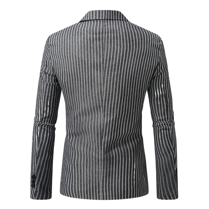 Herren nan gestreiftes Slim-Fit Sakko mit schmalem Revers und Single-Button Echo Archiv