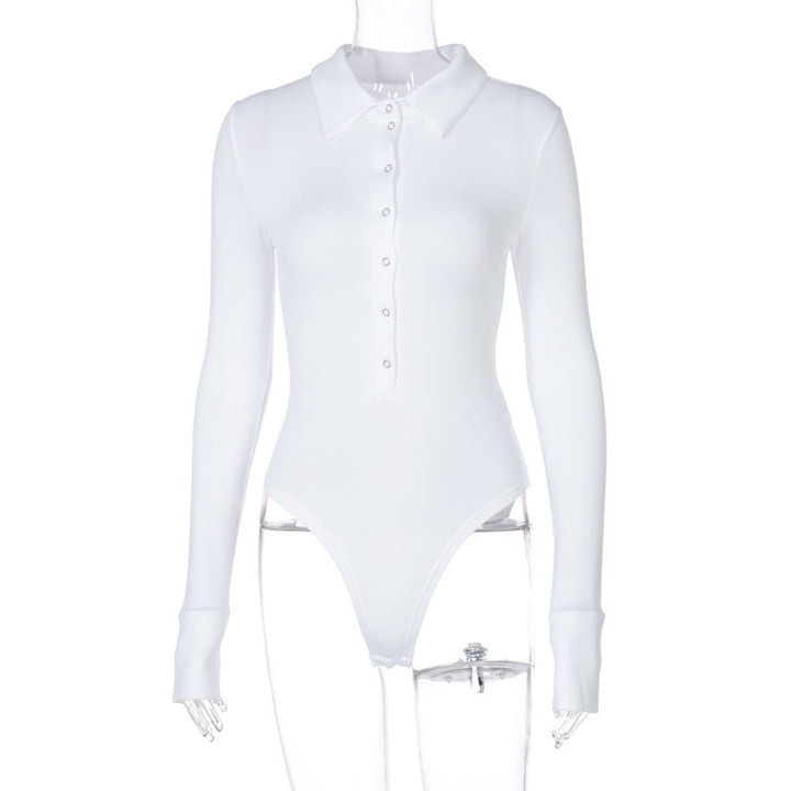 Damen Elegantes Body mit Knopfleiste und langen Ärmeln Echo Archiv