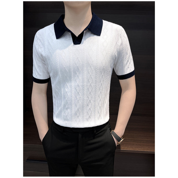 Herren Elegantes Strickpolo mit Kontrastkragen Echo Archiv