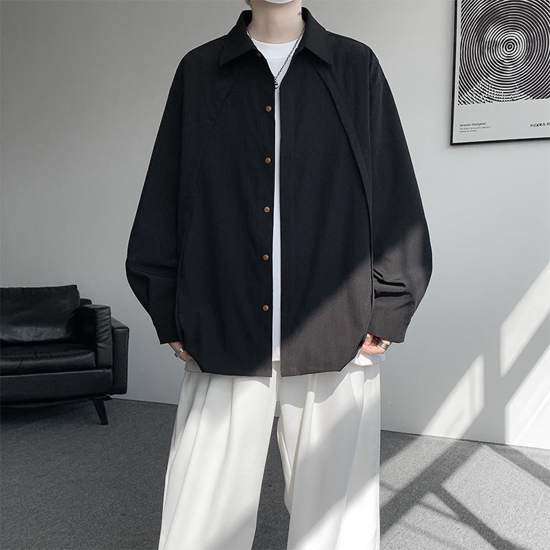 Herren Oversize-Hemdjacke aus leichtem Baumwollmix mit geradem Schnitt & Knopfleiste Echoarchiv