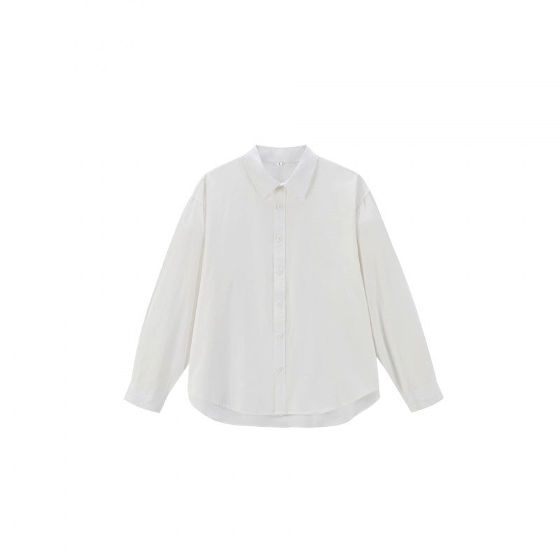 Damen Lockeres Oversize-Blusenhemd mit Kentkragen, durchgehender Knopfleiste und abgerundetem Saum Echo Archiv