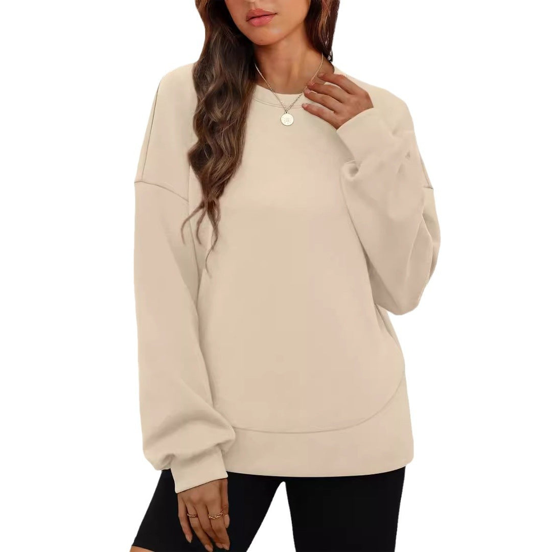 Damen nan lässiges Oversize Rundhals-Sweatshirt mit überschnittener Schulter gerundetem Saum und weichem Innenfutter Echo Archiv