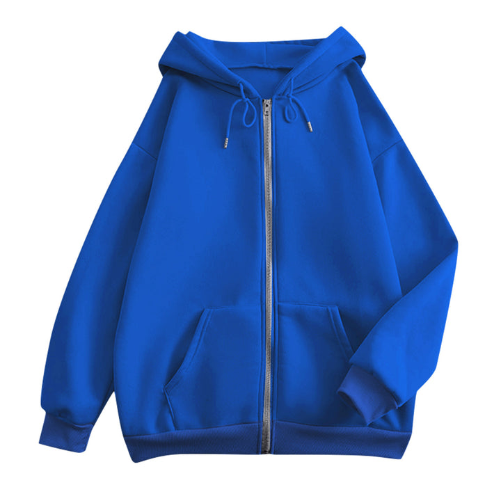 Damen extrabreite Zip-Kapuzenjacke mit weichem Fleecefutter, Kängurutaschen und gerippten Bündchen – Célinea