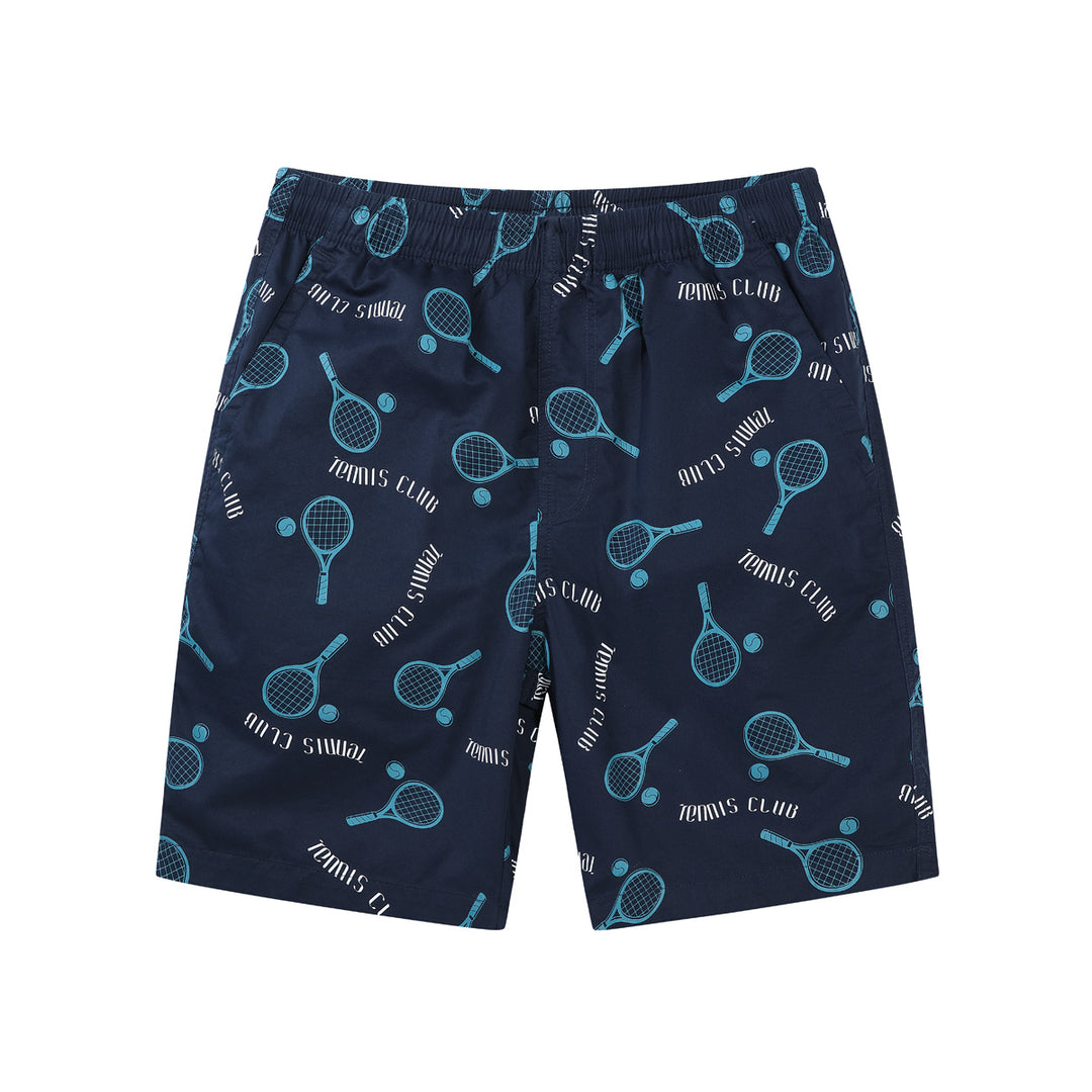 Herren Badeshorts mit Tennis-Motiv und elastischem Bund Echoarchiv