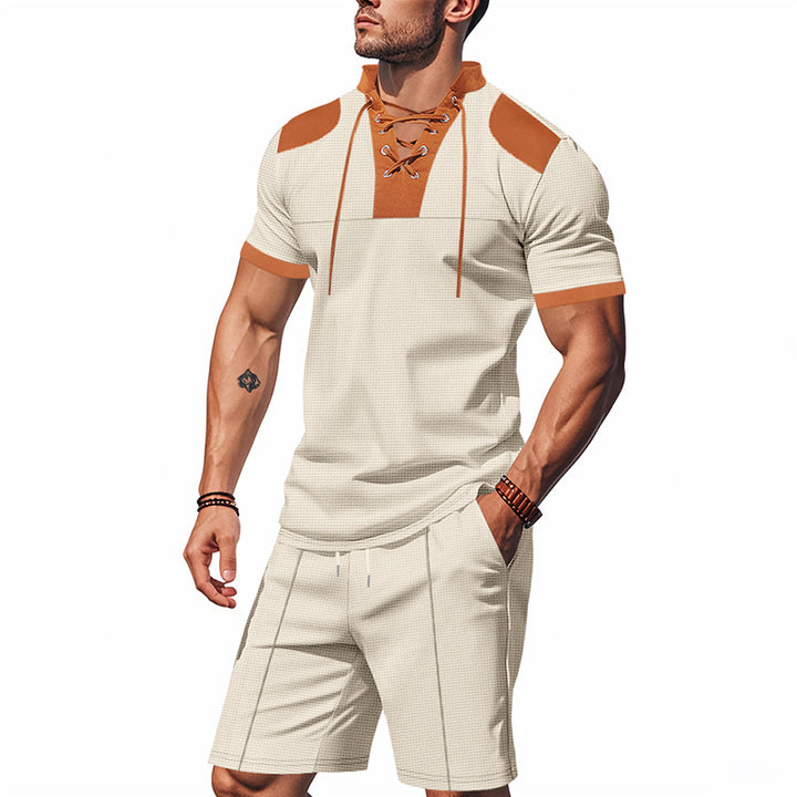 Herren lässiges Sport-Set mit dezenten Kontrastdetails und funktionalem Kragen Echoarchiv