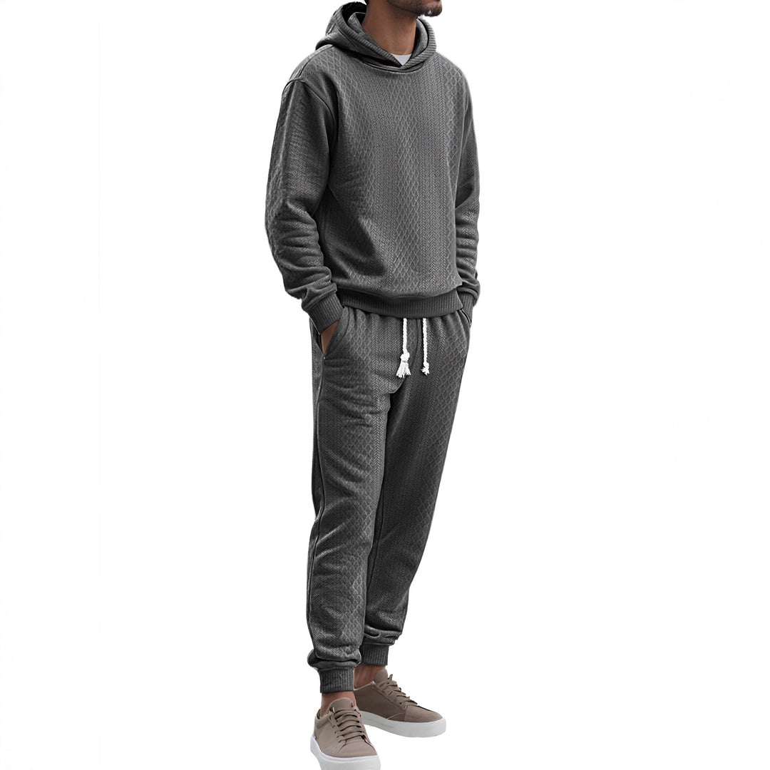 Herren Strukturierter Lounge-Set mit Kapuzenpullover und Jogginghose Echoarchiv