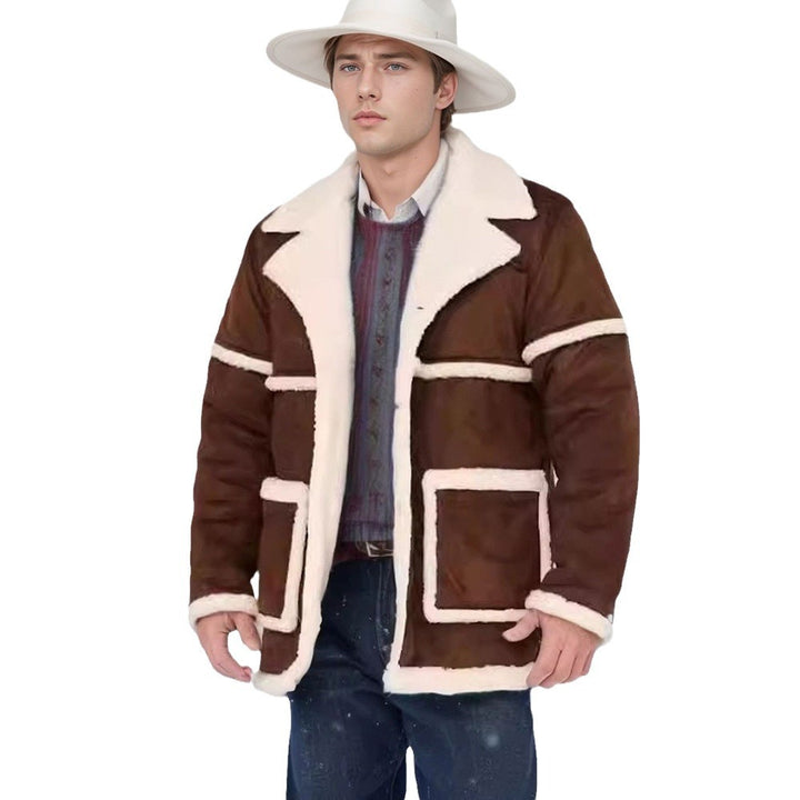 Herren Lammfelljacke mit großem Kragen und praktischen Taschen Echoarchiv
