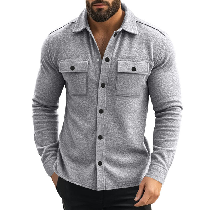 Herren lässige Flanelljacke mit praktischen Brusttaschen und durchgehendem Knopfverschluss Echoarchiv