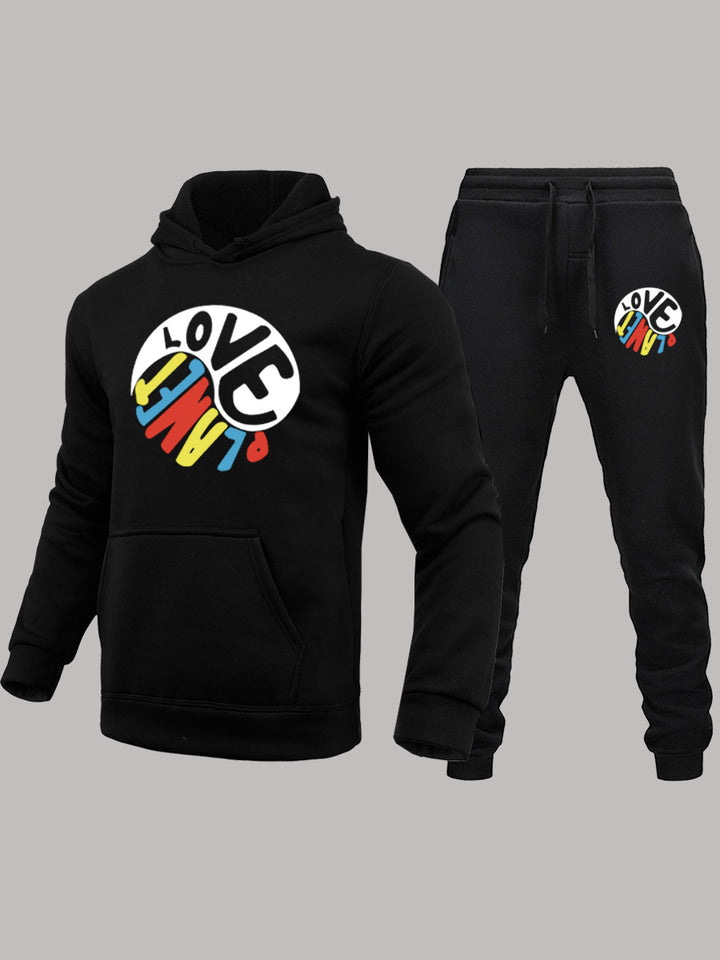 Herren Hoodie und Jogginghose Set mit kreativem Print Echoarchiv