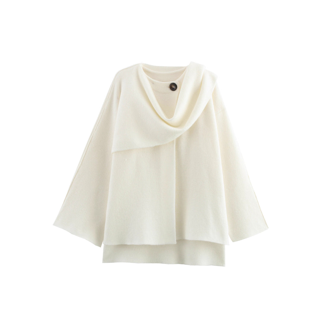 Damen Cape mit asymmetrischem Fall, Stehkragen und Wollmix Echo Archiv