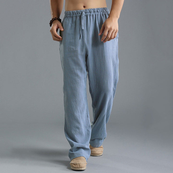 Herren nan lässige Leinenhose mit elastischem Bund, Kordelzug und geradem Bein Echo Archiv