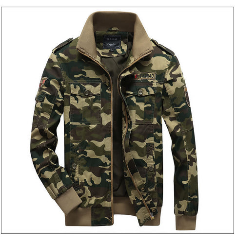 Herren Camouflage-Fieldblouson im Utility‑Stil mit Rippbündchen und Schulterklappen – Taviero