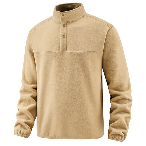 Herren Legerer Thermo-Fleece-Troyer mit Knopfleiste und elastischen Bündchen Echo Archiv