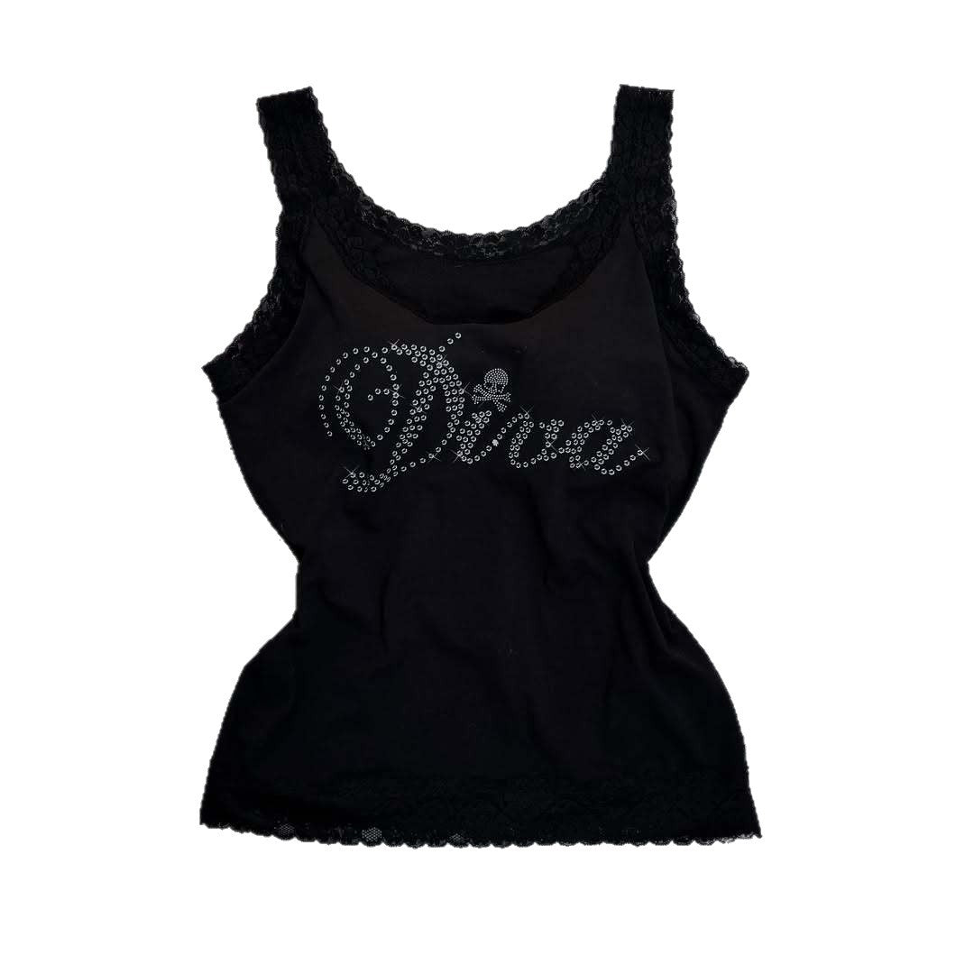 Damen Designer-Top mit Spitzenakzenten und glitzerndem Druck Echo Archiv