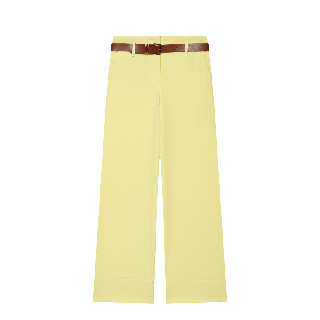 Damen Hochtaillierte Wide‑Leg‑Hose mit Bügelfalte, Gürtelschlaufen und verdeckter Knopfleiste Echo Archiv