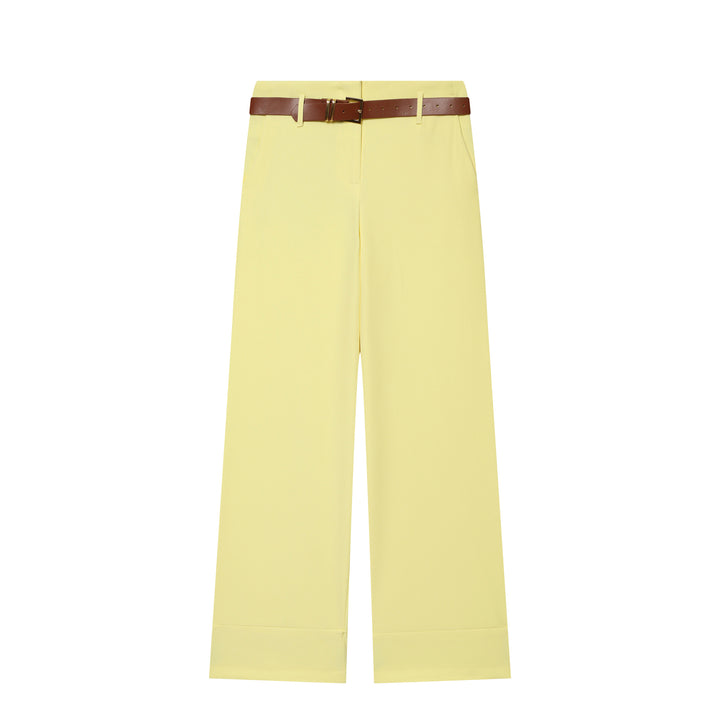 Damen Hochtaillierte Wide‑Leg‑Hose mit Bügelfalte, Gürtelschlaufen und verdeckter Knopfleiste Echo Archiv