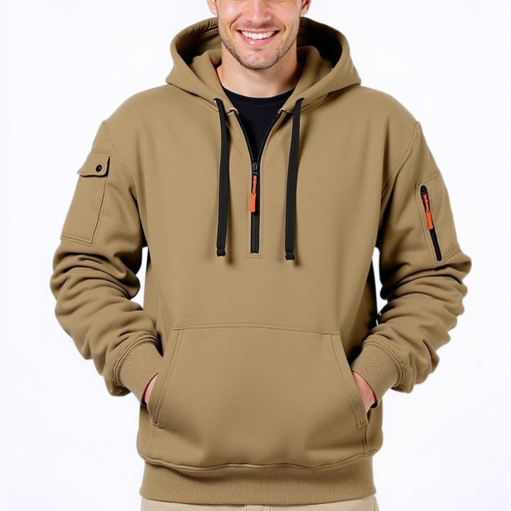 Herren modischer Kapuzenpullover mit vielseitigen Taschen und modernem Reißverschluss Echoarchiv