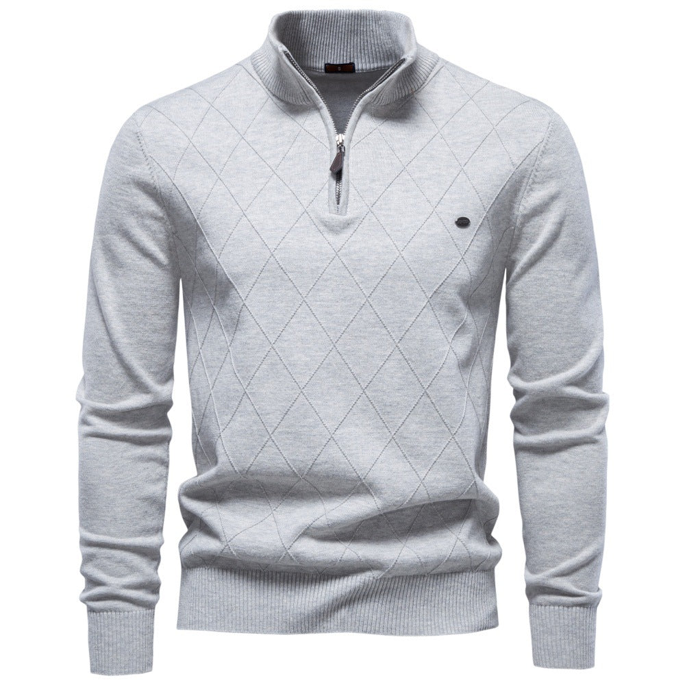 Herren Strickpullover mit Troyerkragen und Rautenmuster Echoarchiv