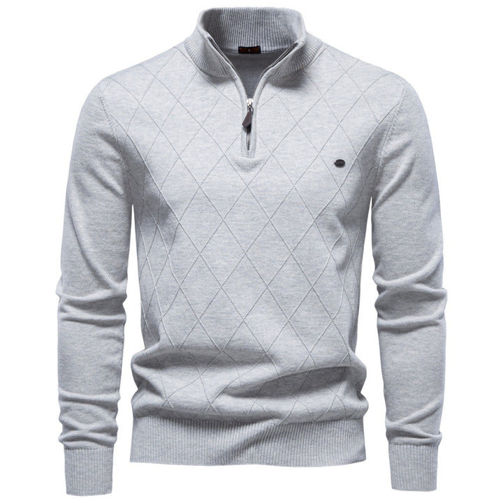 Herren Strickpullover mit Troyerkragen und Rautenmuster Echoarchiv