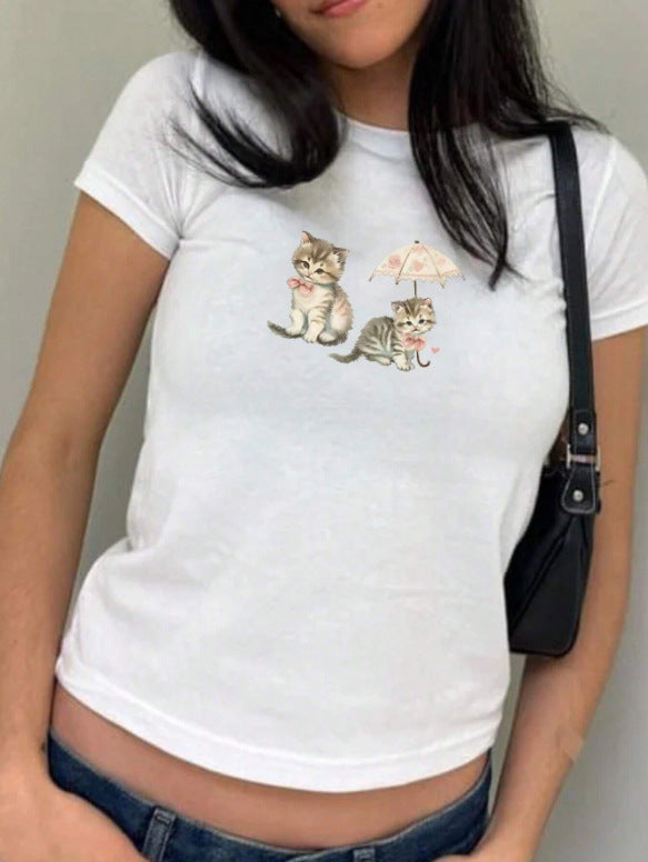 Damen Crop-T-Shirt mit kreativem Skelettdesign und inspirierendem Schriftzug Echo Archiv