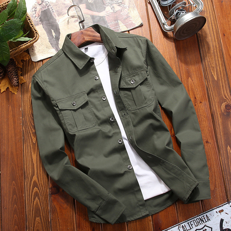 Herren Hemdjacke im Utility‑Look mit aufgesetzten Brusttaschen – Taviero