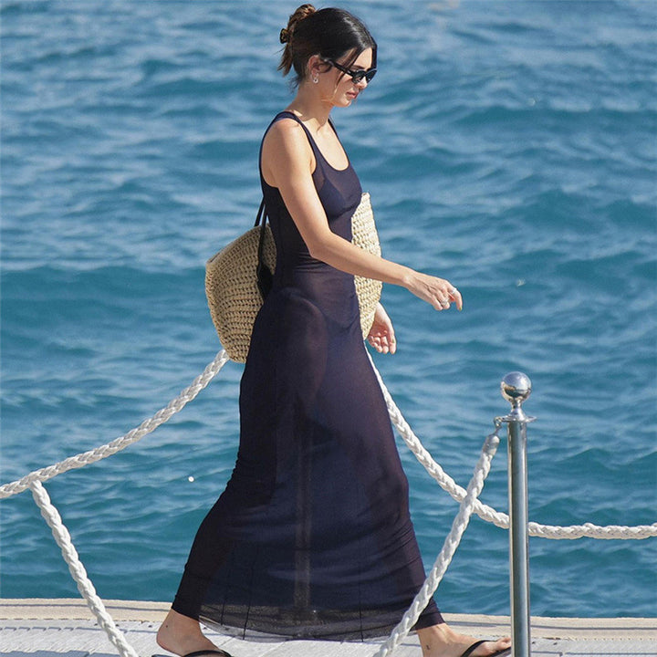 Damen Elegantes Maxi-Kleid mit transparenten Einsätzen Echo Archiv