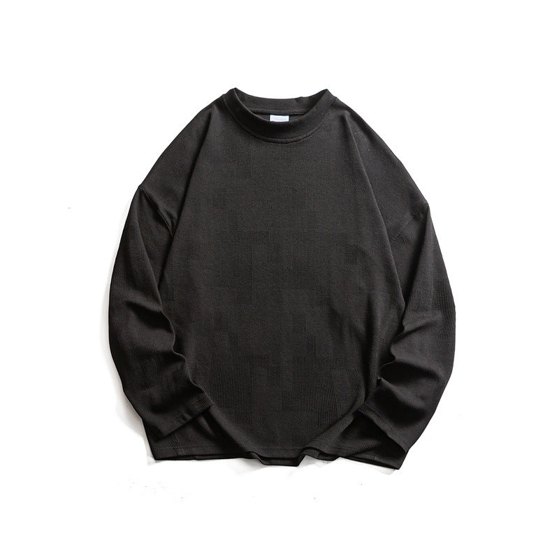 Unisex Grobstrukturierter Waffelstrick-Langarmpullover im Oversize-Schnitt mit Rundhals Echoarchiv