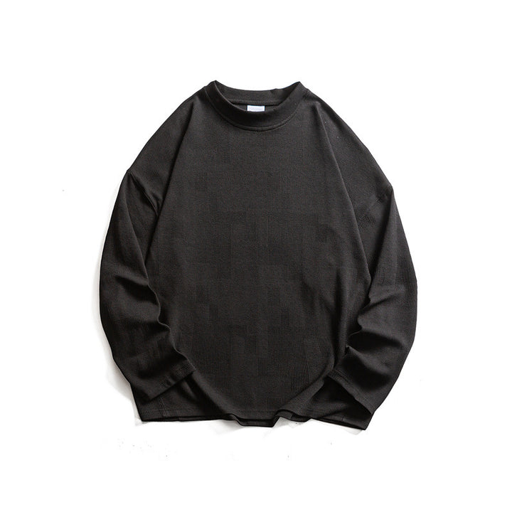 Unisex Grobstrukturierter Waffelstrick-Langarmpullover im Oversize-Schnitt mit Rundhals Echoarchiv