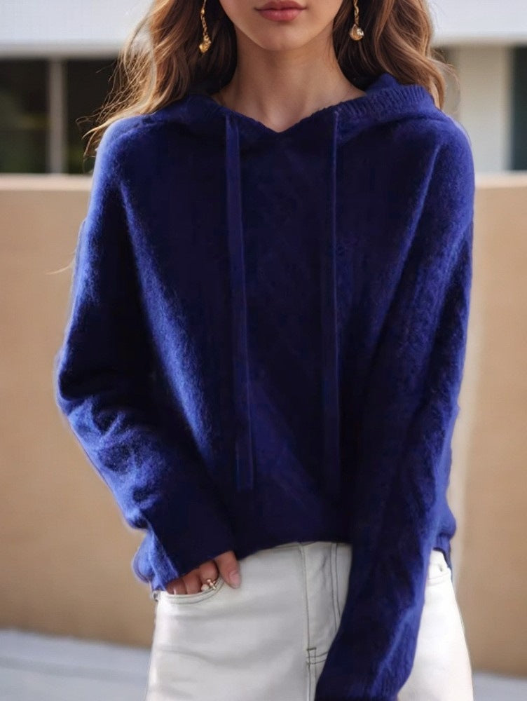 Damen nan kuscheliger Kapuzenpullover aus Kaschmirmischung mit Zopfmuster und Oversize-Schnitt Echo Archiv