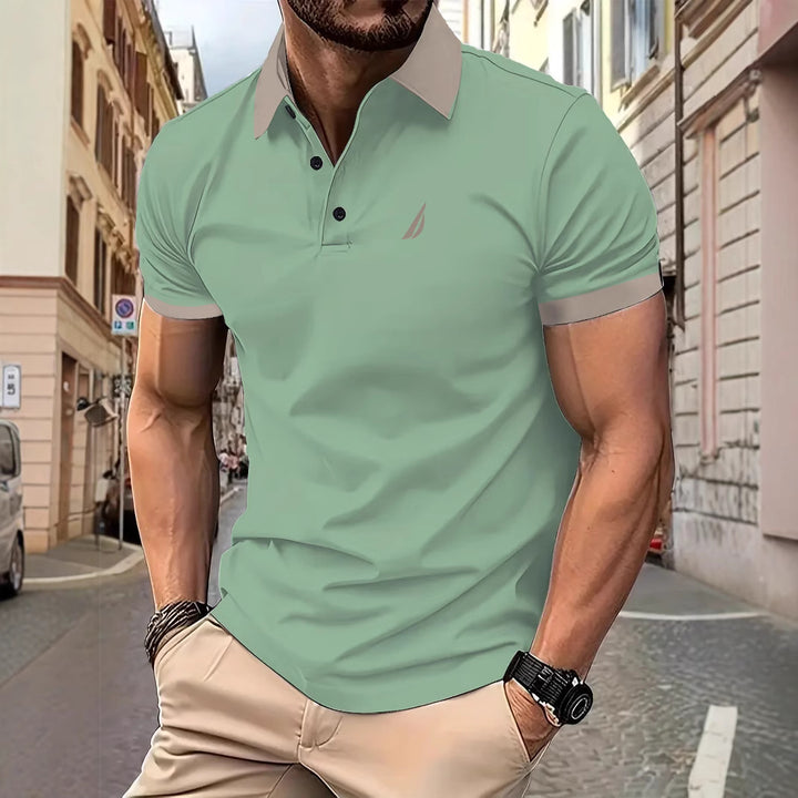 Herren Polohemd mit modernem Kragen-Design und atmungsaktiver Textur Echoarchiv