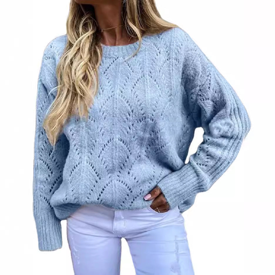 Damen Oversize Ajourstrick-Pullover mit Rundhalsausschnitt Echo Archiv