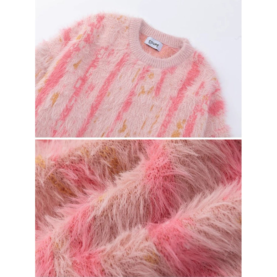 Damen Modischer Pullover mit Trendigem Pelzdesign Echoarchiv