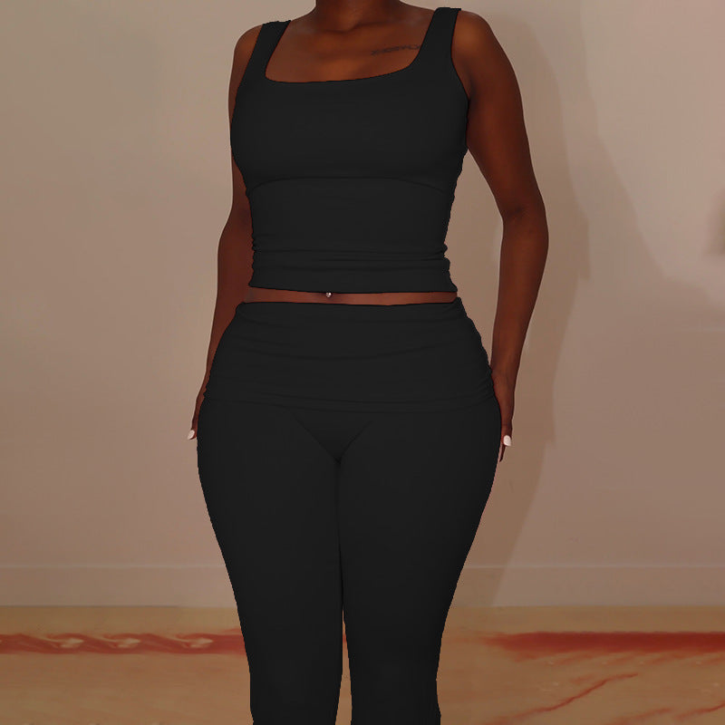 Damen Sportliches Crop-Top und legere Flared Pants Set Echo Archiv