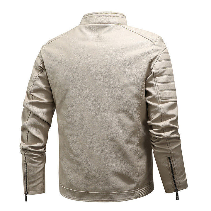 Herren Kunstleder‑Motorradblouson mit gesteppter Ärmelpartie und wärmender Teddyfutter-Innenlage – Taviero