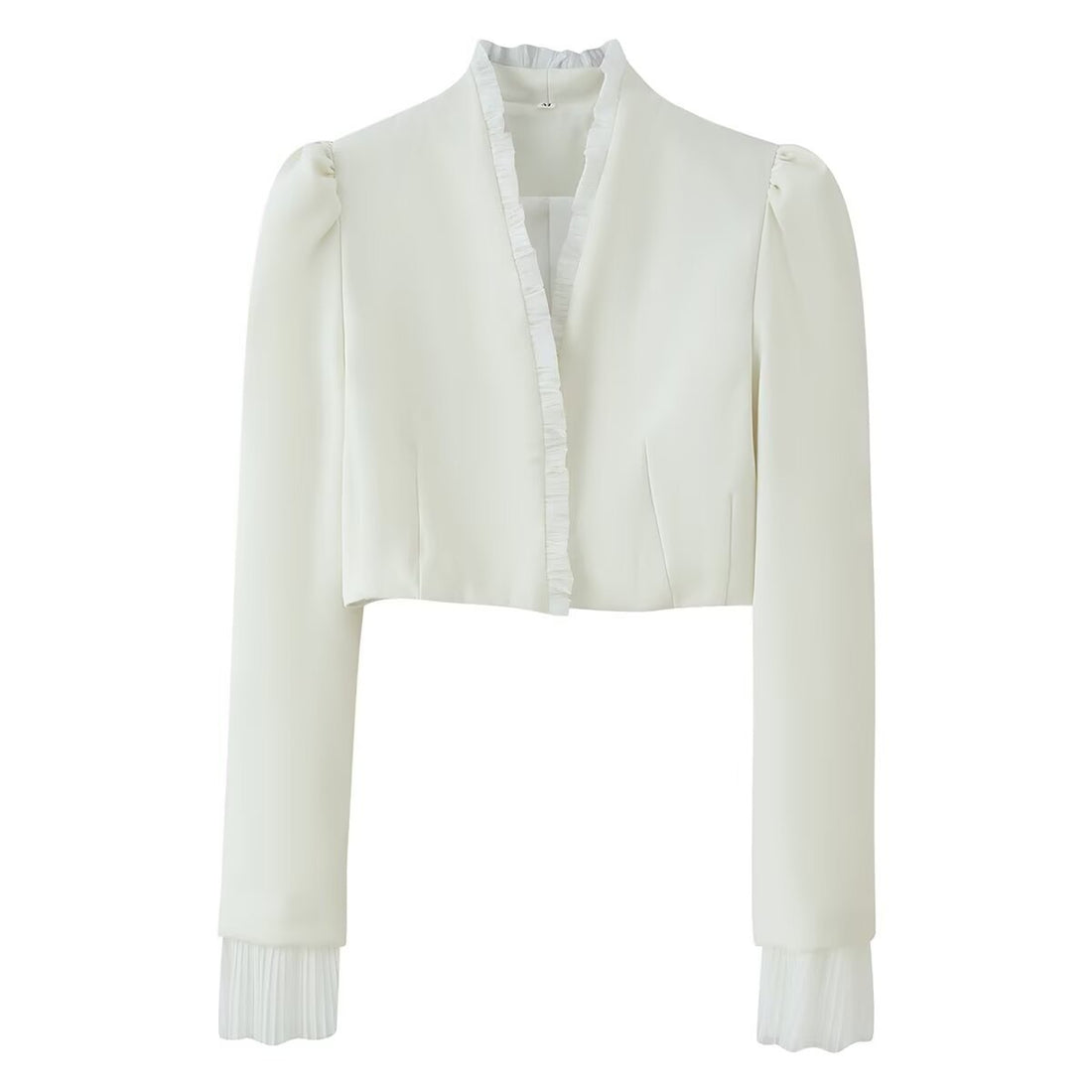 Damen Kurz-Bolerojacke mit Rüschensaum und Plissée‑Manschetten Echoarchiv