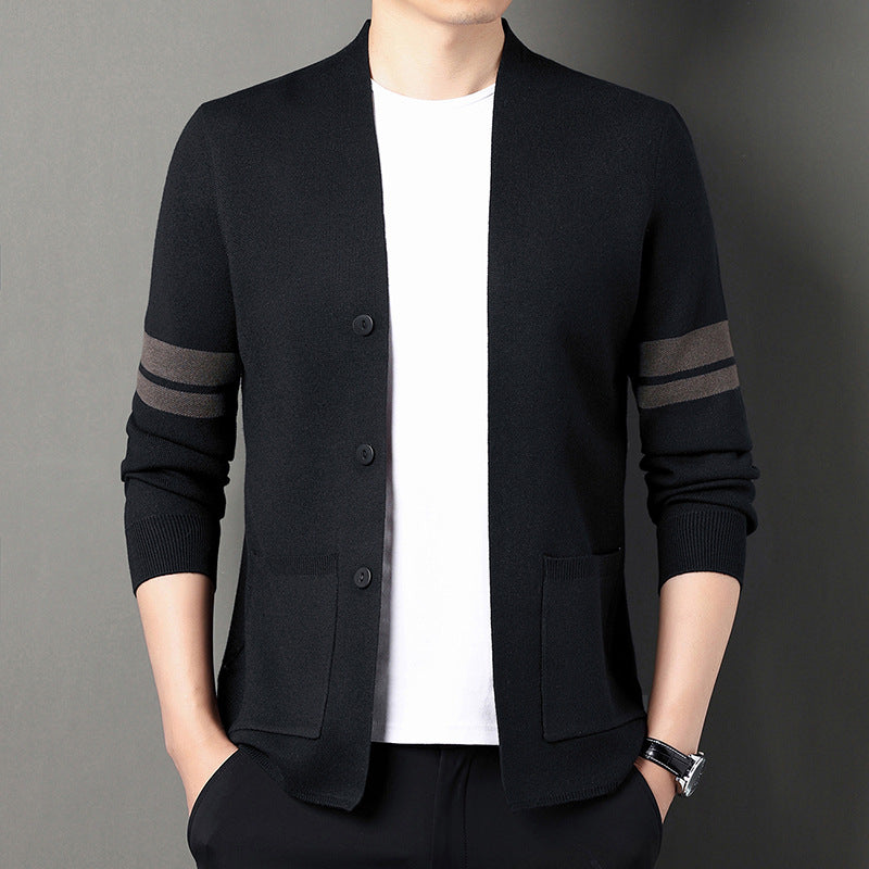 Herren modische Strickjacke mit eleganten Knöpfen und praktischen Taschen Echoarchiv