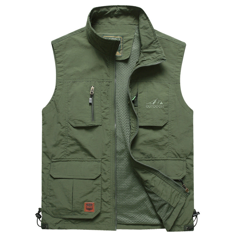Herren Multifunktionale Outdoor‑Weste mit Mesh‑Futter, Mehrfach‑Taschen und verstellbarem Saum Echo Archiv