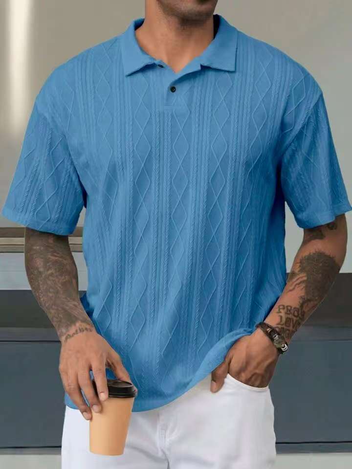 Herren Kurzarm Poloshirt mit strukturiertem Muster und modischem Kragen Echoarchiv