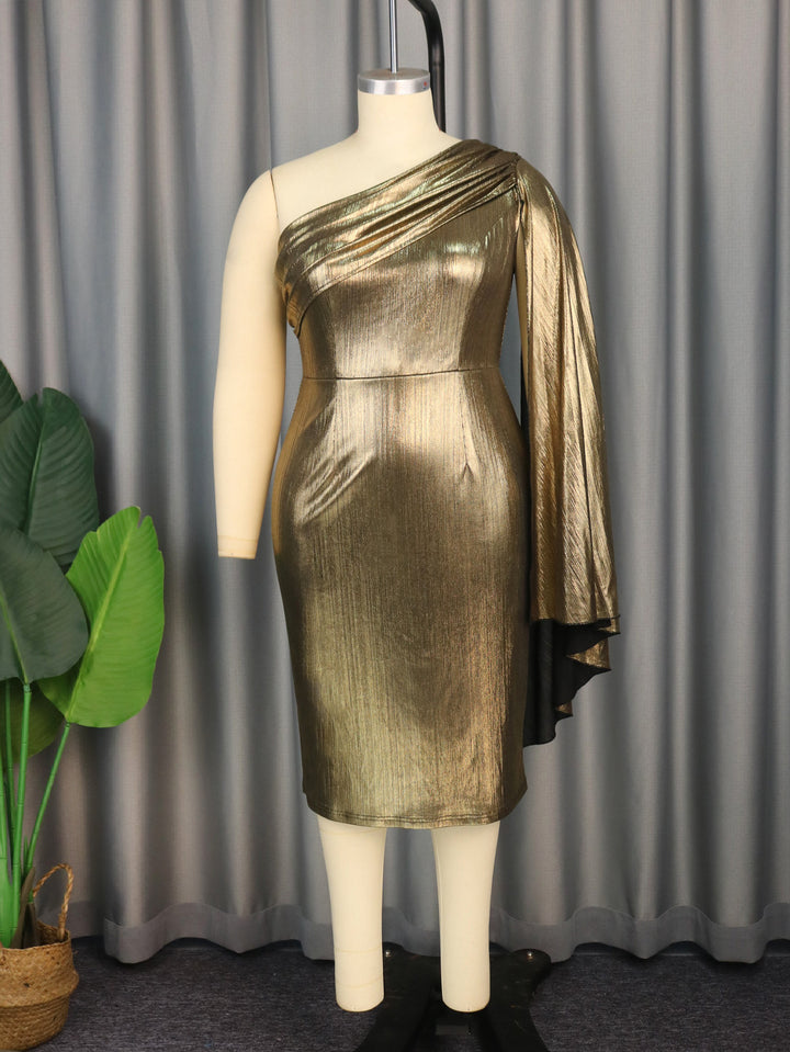 Damen Glamouröses One-Shoulder Abendkleid mit schimmerndem Stoff Echo Archiv