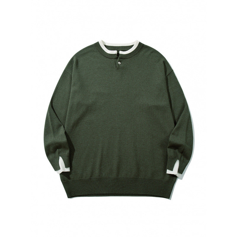 Unisex Oversize Feinstrickpullover mit Henley-Knopfleiste und Schlitzbündchen Echo Archiv