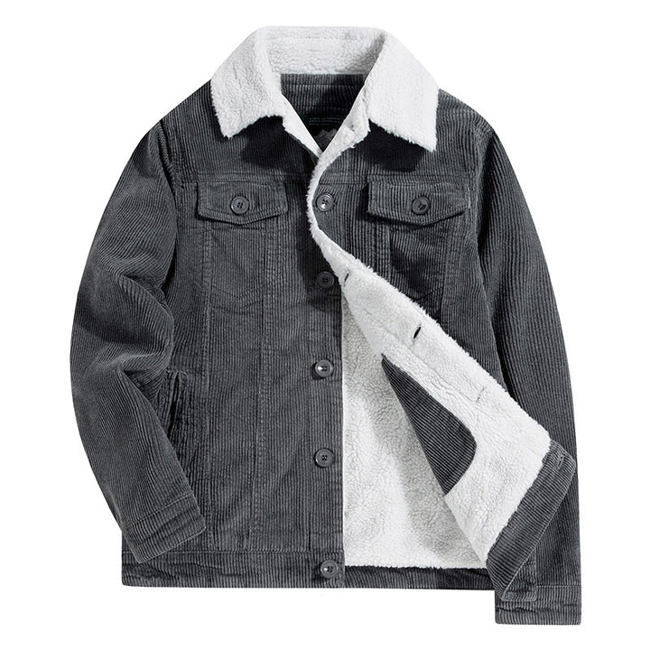 Herren Feincord‑Truckerjacke mit kuscheliger Sherpa‑Fütterung und Brusttaschen – Taviero