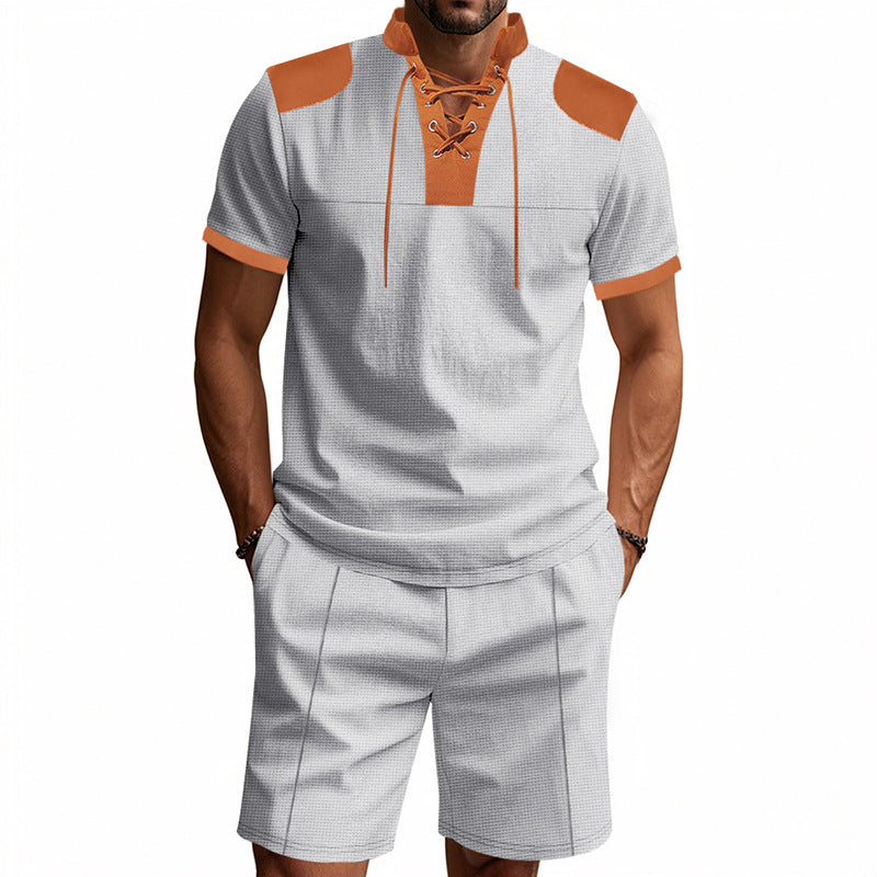 Herren lässiges Sport-Set mit dezenten Kontrastdetails und funktionalem Kragen Echoarchiv