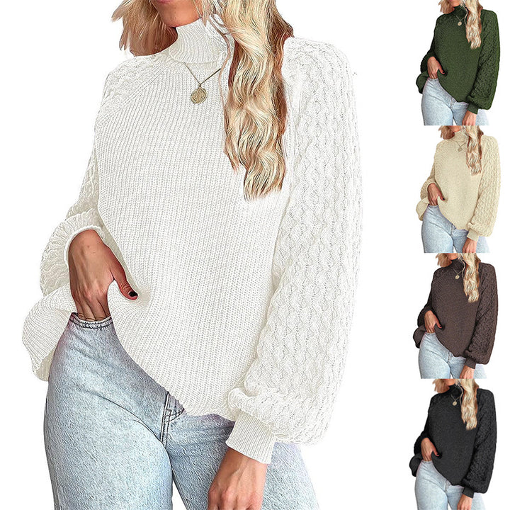 Damen Feinstrickpullover mit Rollkragen und voluminösen Zopfmuster-Ärmeln Echo Archiv